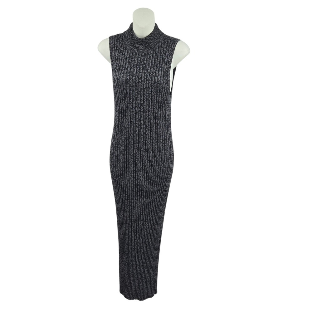 House of Harlow 1960 Maxi Dress Women M Ribbed Knit Grey Bodycon Modern Classic